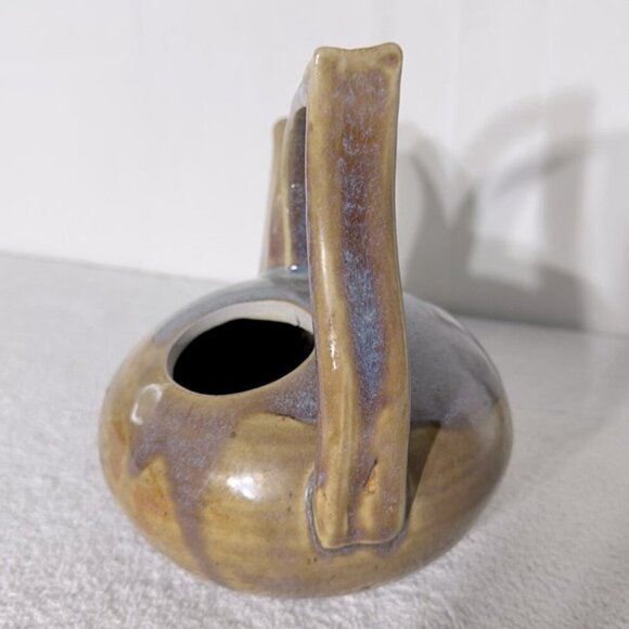 Vintage 2002 Handmade Purple Beige Ceramic Pottery Teapot - Picture 3 of 14